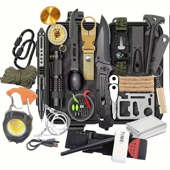 20 in 1 Outdoor Survival Tactical Kit with Multifunction Keychain Light - US - Picture 1 of 6